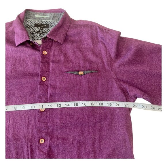 TED BAKER LONDON Mens SZ XL Purple Button Down Shirt 100% Cotton Business casual - Picture 4 of 12